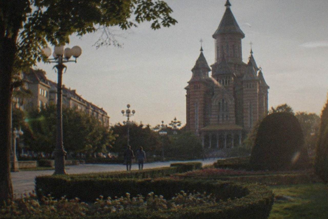 The domed Orthodox cathedral standing at the end of a wide city square