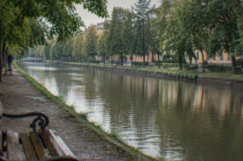 Level pedestrian promenade along the Bega canal with trees and benches